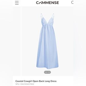 COMMENSE -Coastal Cowgirl Open Back Long Dress in Blue size Medium